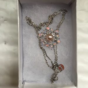 Lorenzo Opal & Pearl pendant with chain 925 silver